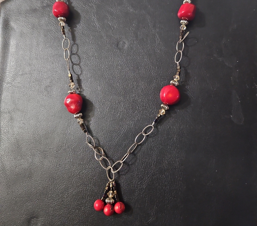 Vintage Garnet Silver Toned Necklace